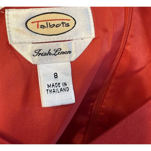 Talbots Dress Sz 8 Dark Coral 100% Irish Linen Sleeveless Closet Staple Spring - Picture 9 of 14
